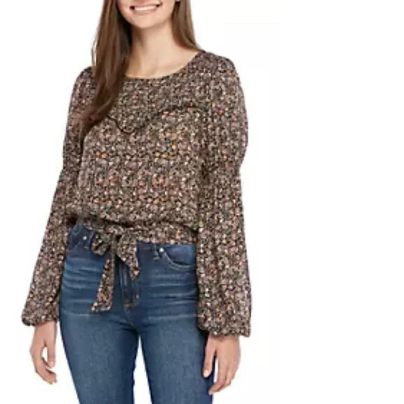 NWT Wonderly Tie Waist Woven Top, Size Medium - Picture 1 of 9